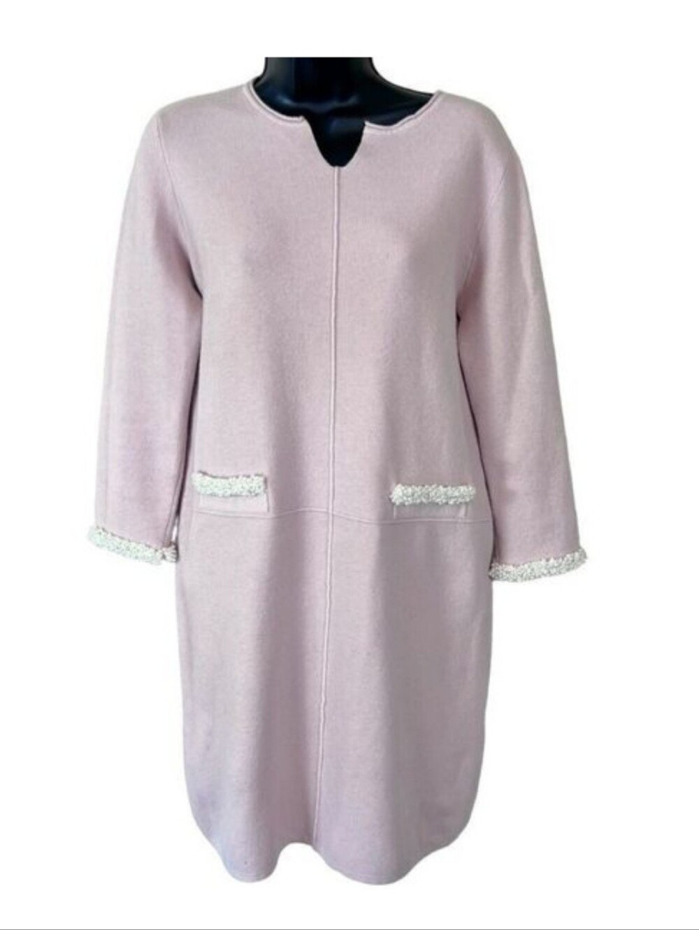 Bogner Blu Women's Blush Pink Knit Pearl Embellished Shift Dress